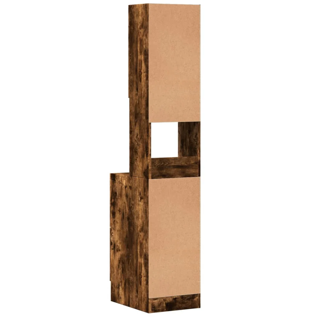 køkkenskab 35x50x180 cm konstrueret træ røget egetræsfarve - Image 6