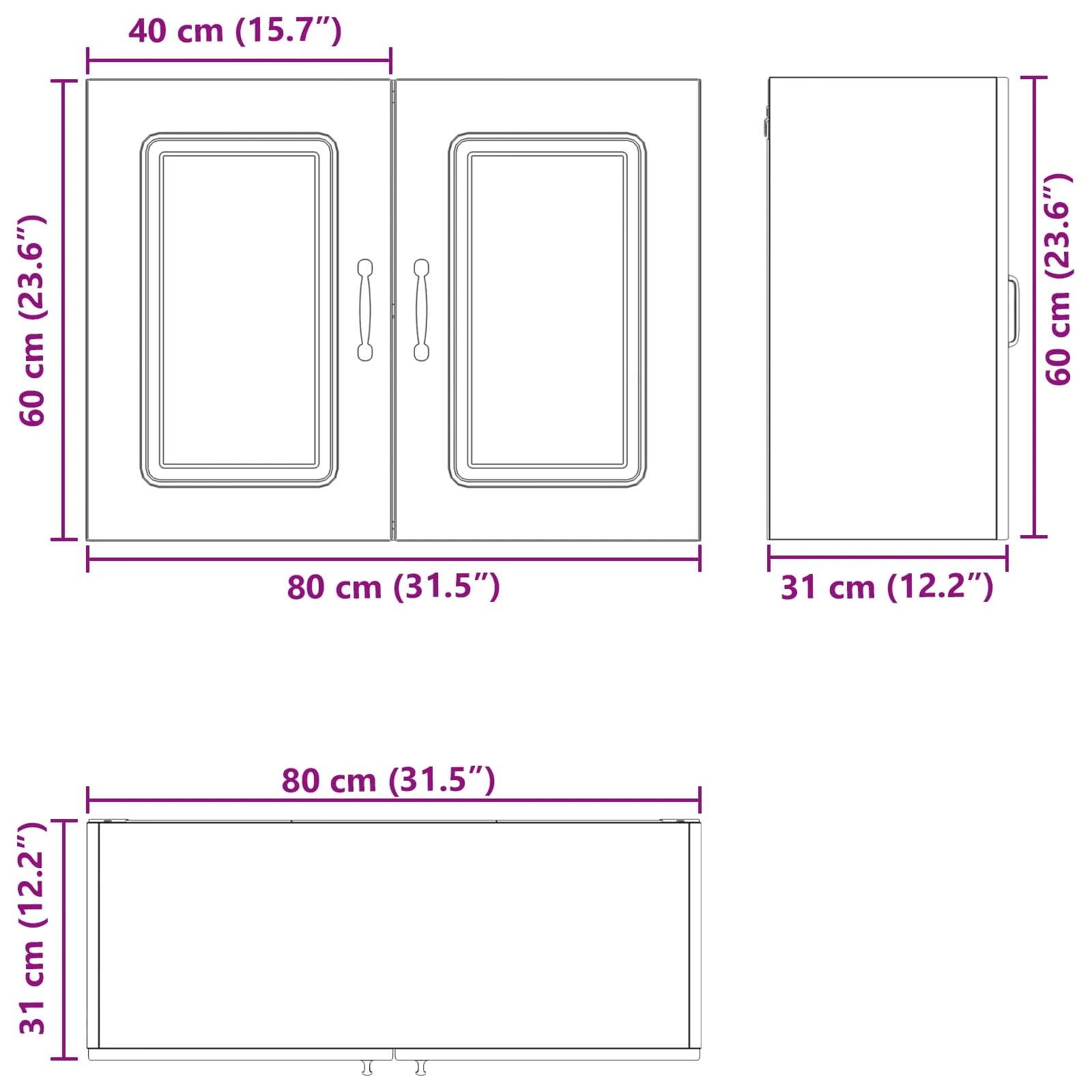 Køkkenskab Kalmar Sort eg 80 x 31 x 60 cm Konstrueret træ - Image 11