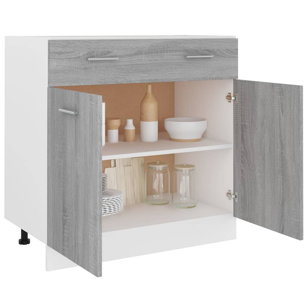 køkkenskab m. skuffe Lyon 80x46x81,5 cm grå sonoma - Image 4