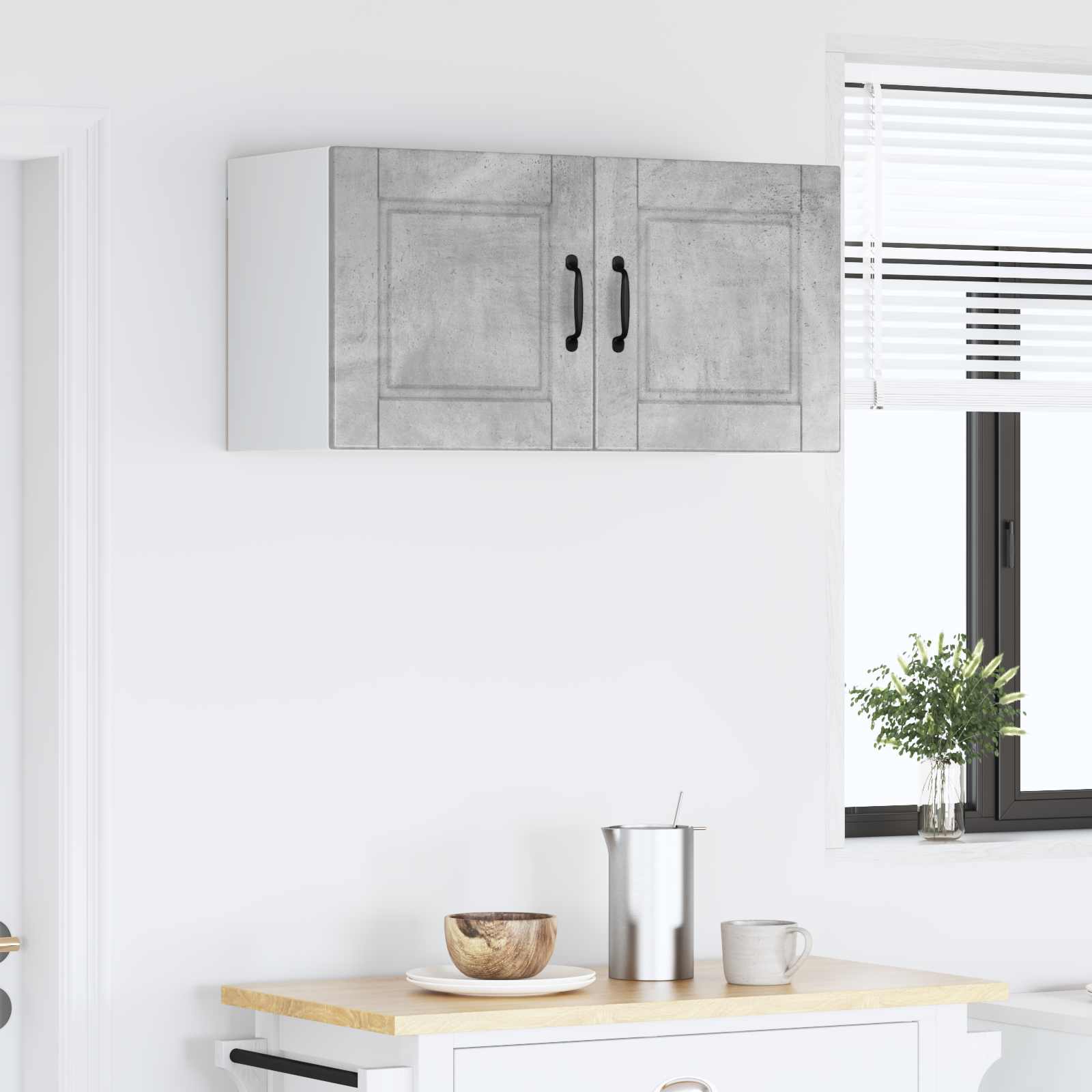 Køkkenskab med hylde Beton Grå 80 x 31 x 40 cm Konstrueret træ - Image 4