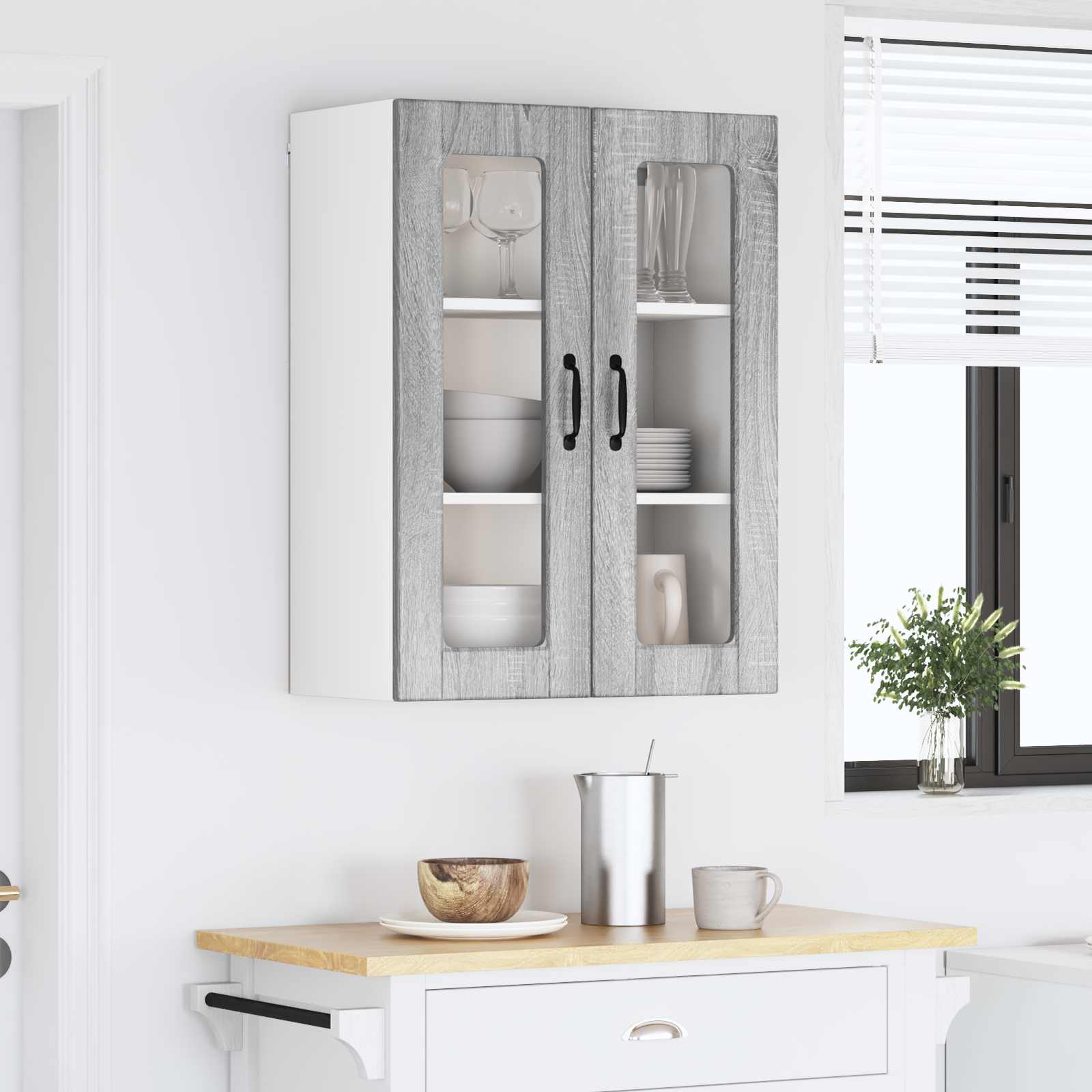 Køkkenskab med hylde Grå Sonoma 60 x 31 x 80 cm Konstrueret træ - Image 4