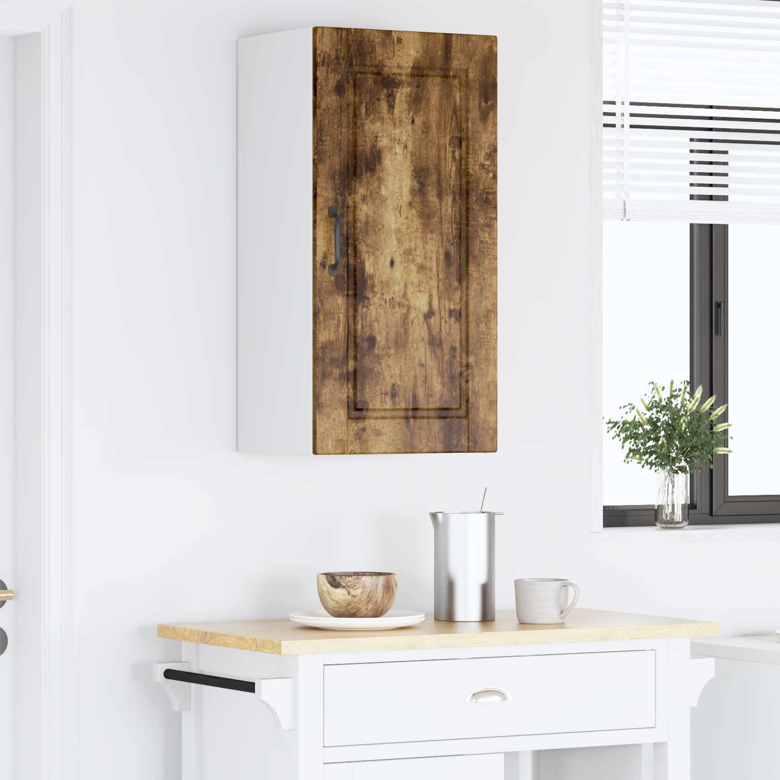 Køkkenskab med hylde Røget eg 40 x 31 x 80 cm Konstrueret træ - Image 4