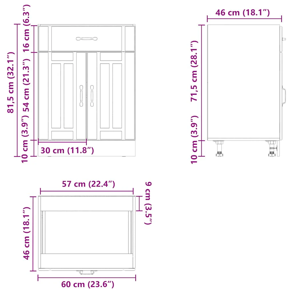 køkkenunderskab Lucca konstrueret træ brun egetræsfarve - Image 10