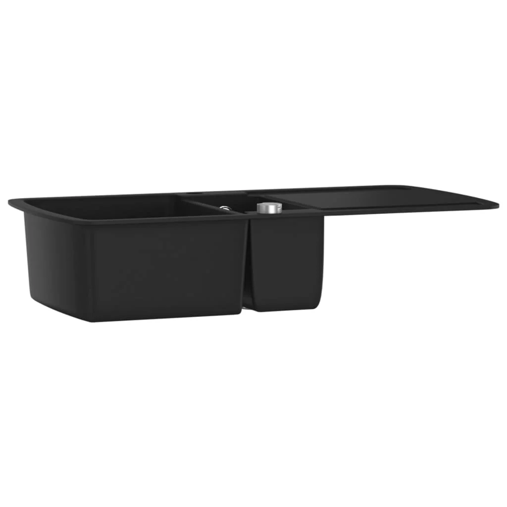 køkkenvask dobbelt vask granit sort - Image 3