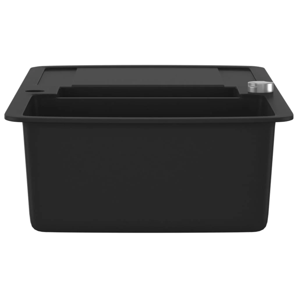 køkkenvask dobbelt vask granit sort - Image 5