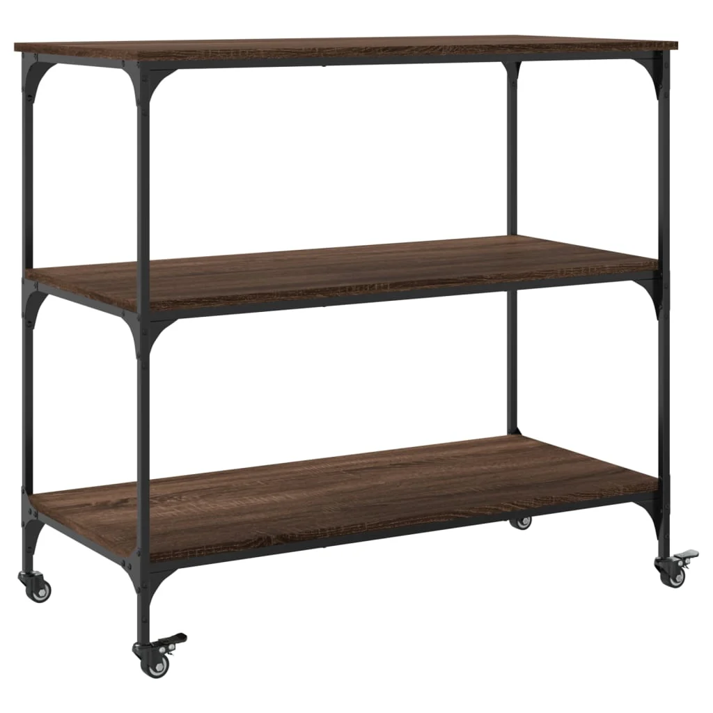 køkkenvogn 102x50x95 cm konstrueret træ brun egetræsfarve - Image 8