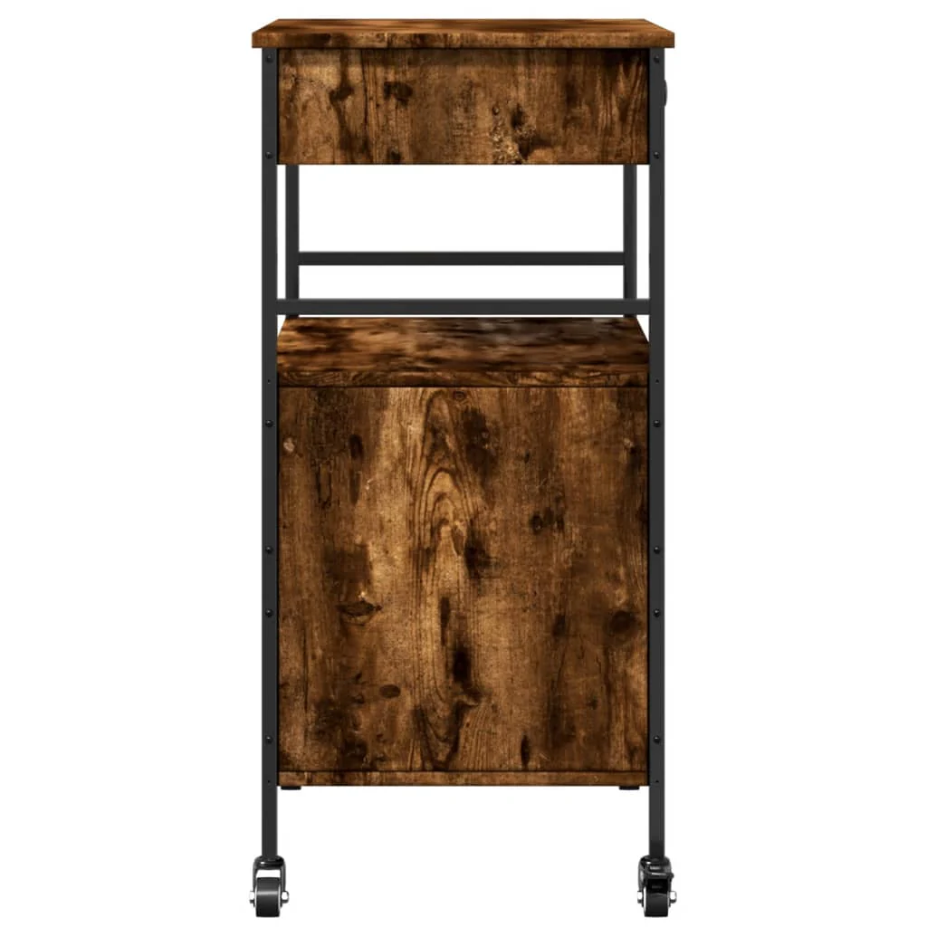 køkkenvogn 56x43x89,5 cm konstrueret træ røget egetræsfarve - Image 9