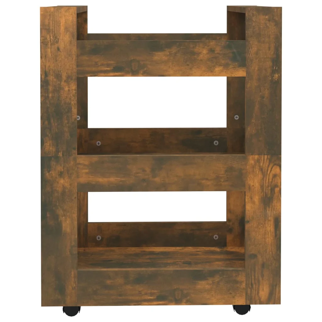 køkkenvogn 60x45x80 cm konstrueret træ røget egetræsfarve - Image 5