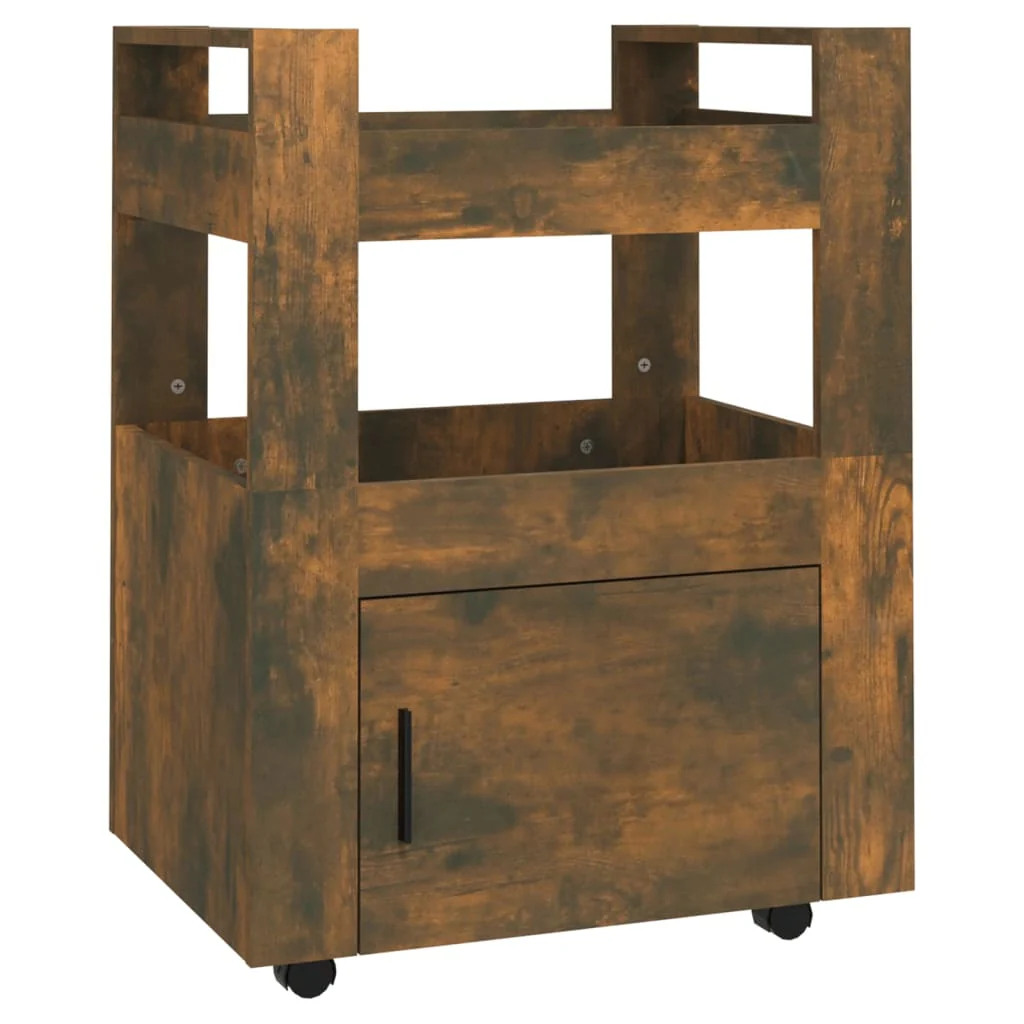 køkkenvogn 60x45x80 cm konstrueret træ røget egetræsfarve - Image 2