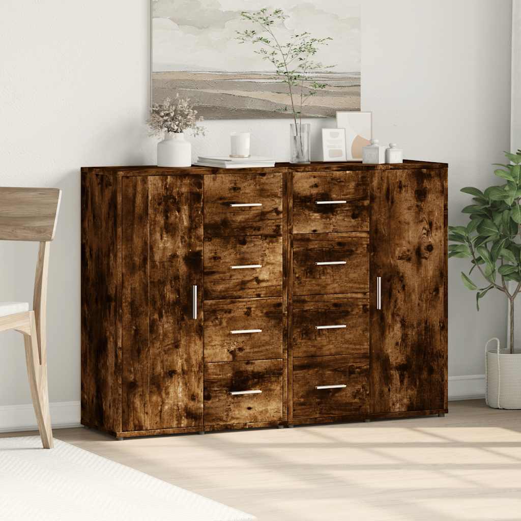 kommoder 2 stk. 60x31x84 cm konstrueret træ røget egetræsfarve - Image 3