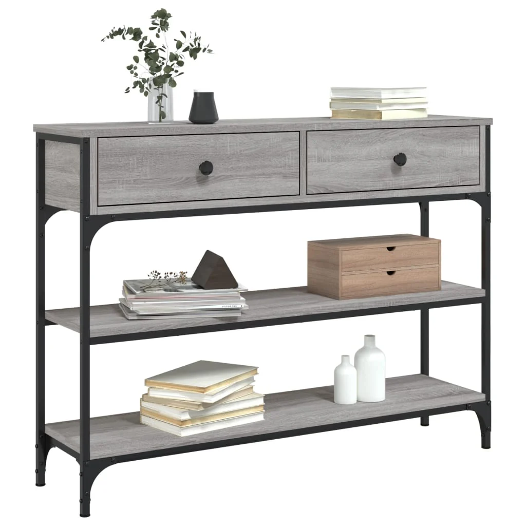 konsolbord 100x25x75 cm konstrueret træ grå sonoma-eg - Image 3