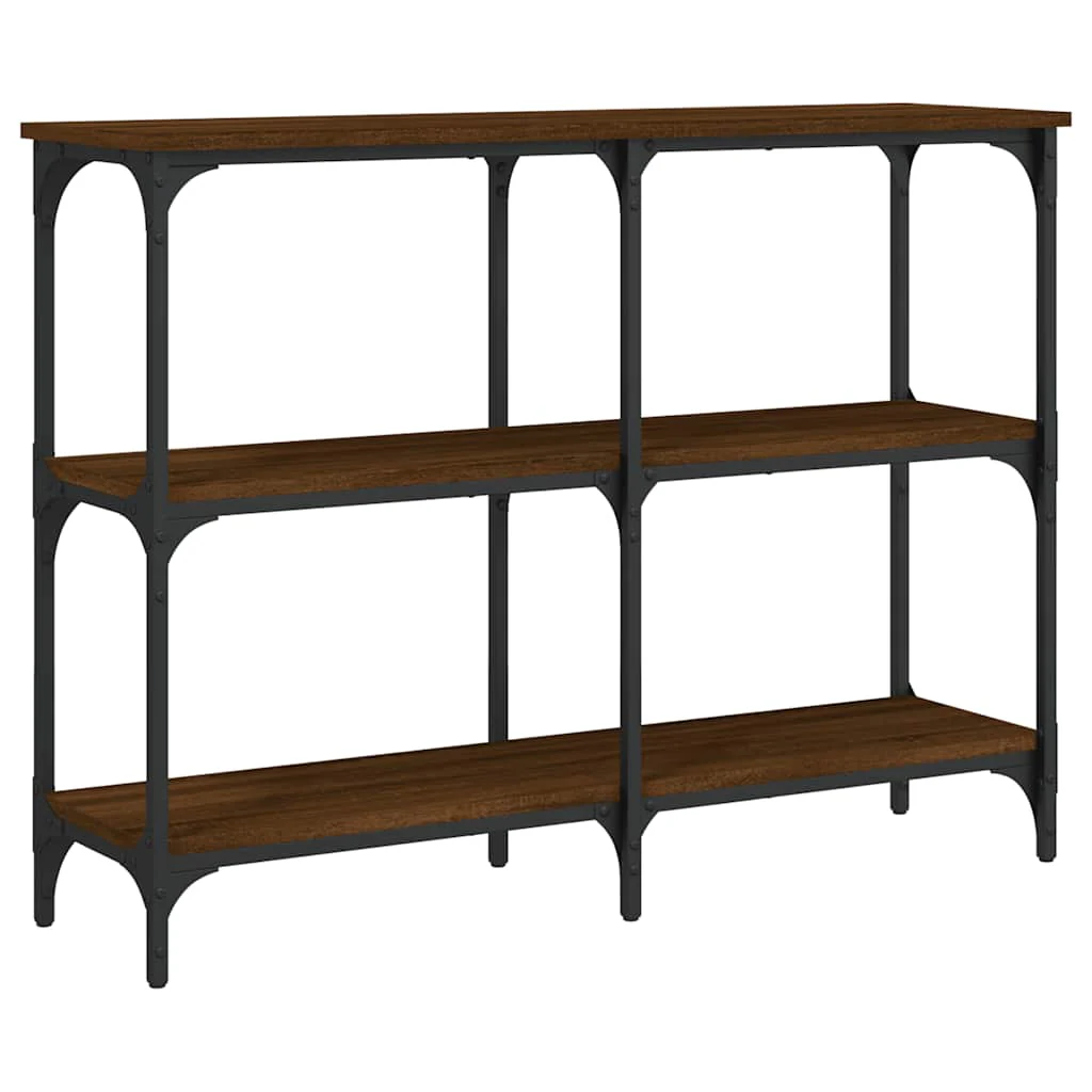 konsolbord 100x29x75 cm konstrueret træ brun egetræ - Image 2
