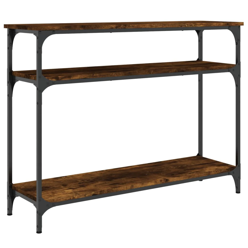 konsolbord 100x29x75 cm konstrueret træ røget egetræsfarve - Image 2