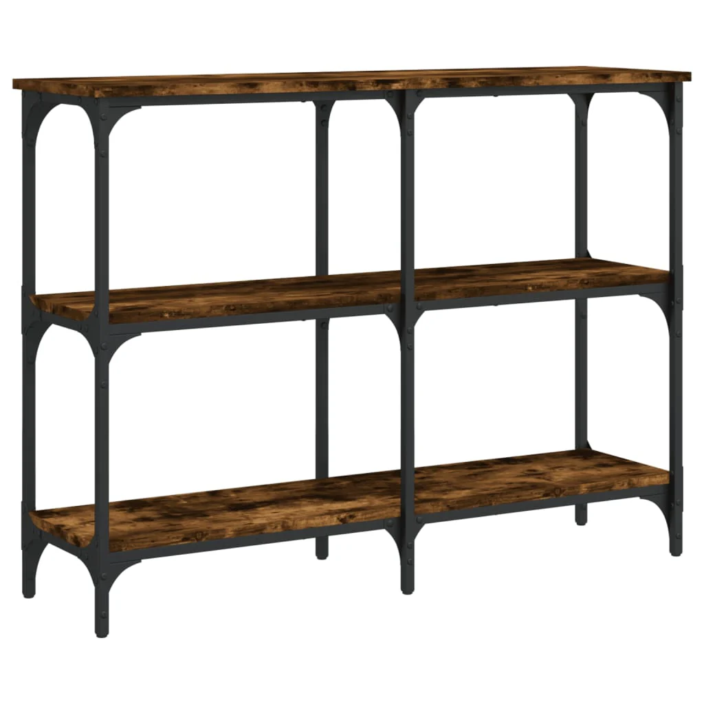 konsolbord 100x29x75 cm konstrueret træ røget egetræsfarve - Image 6