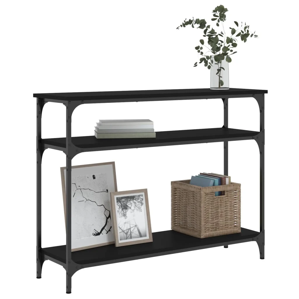 konsolbord 100x29x75 cm konstrueret træ sort - Image 3
