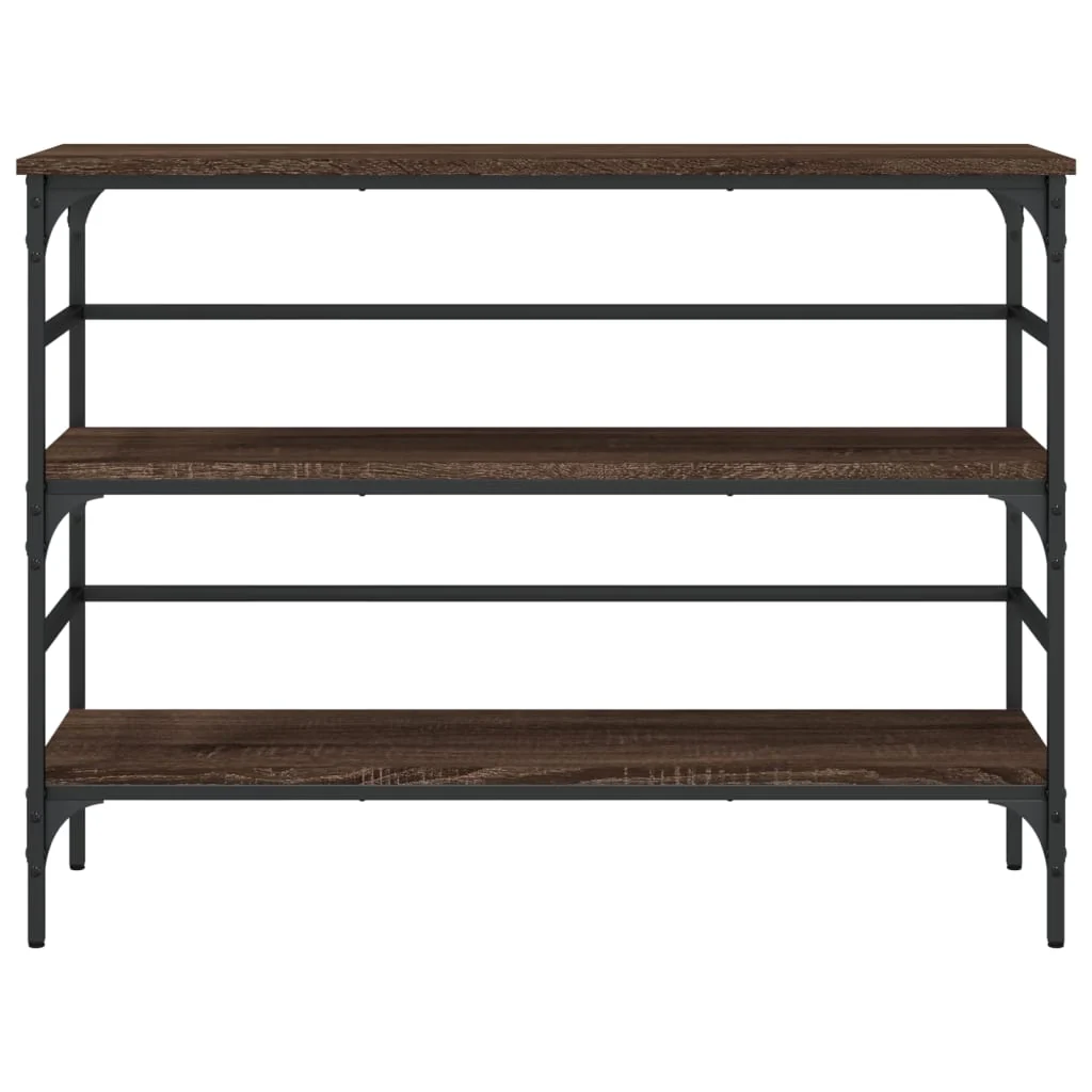 konsolbord 100x32x75 cm konstrueret træ brun egetræsfarve - Image 5