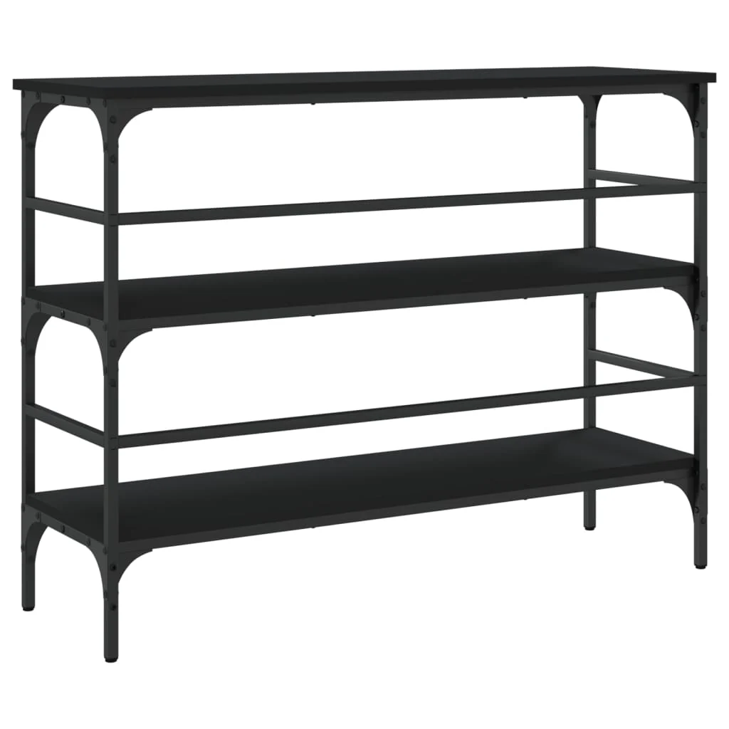 konsolbord 100x32x75 cm konstrueret træ sort - Image 7