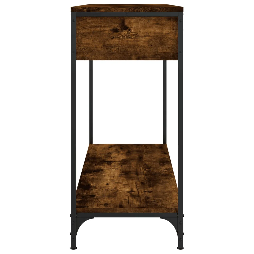 konsolbord 100x34,5x75 cm konstrueret træ røget egetræsfarve - Image 7