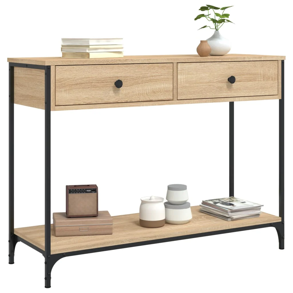 konsolbord 100x34,5x75 cm konstrueret træ sonoma-eg - Image 3