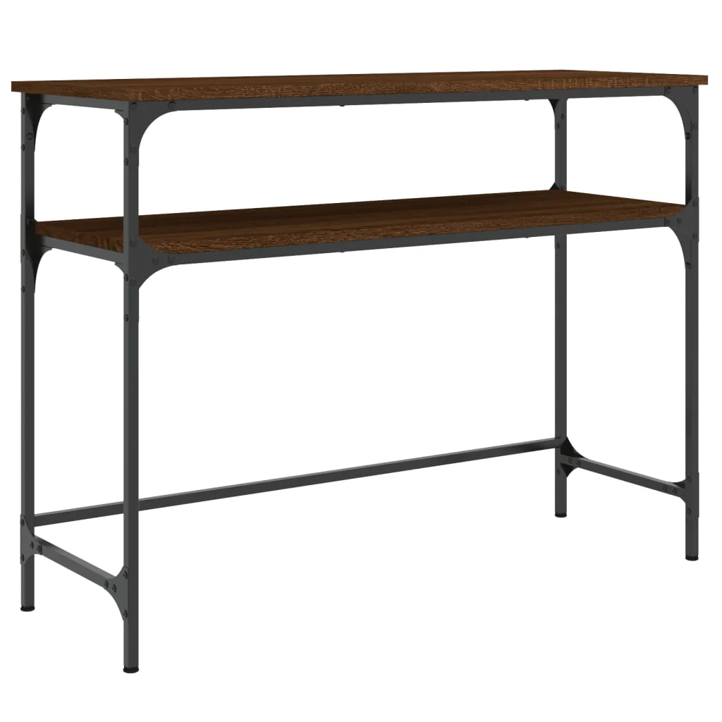 konsolbord 100x35,5x75 cm konstrueret træ brunt egetræ - Image 2