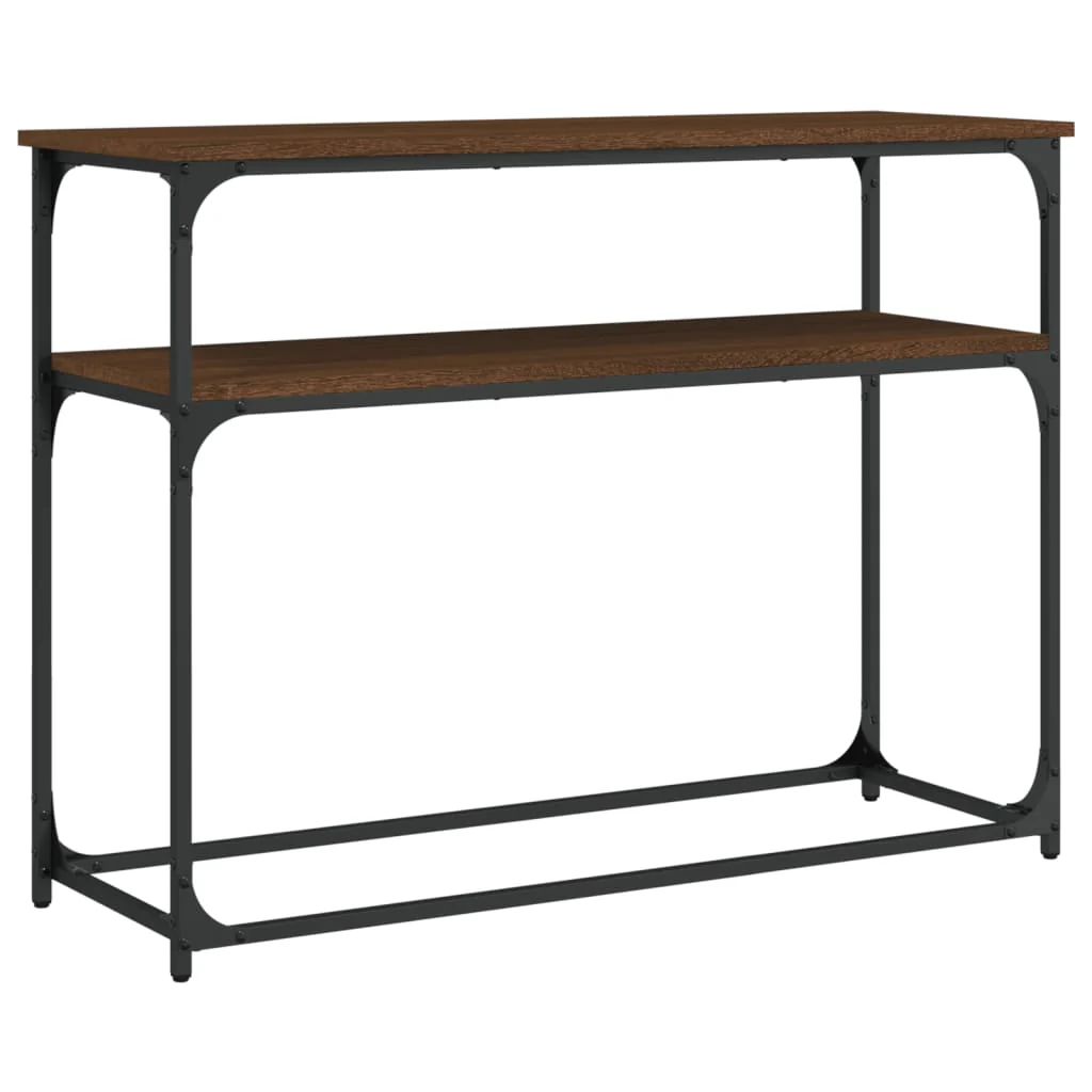 konsolbord 100x35,5x75 cm konstrueret træ brunt egetræ - Image 2