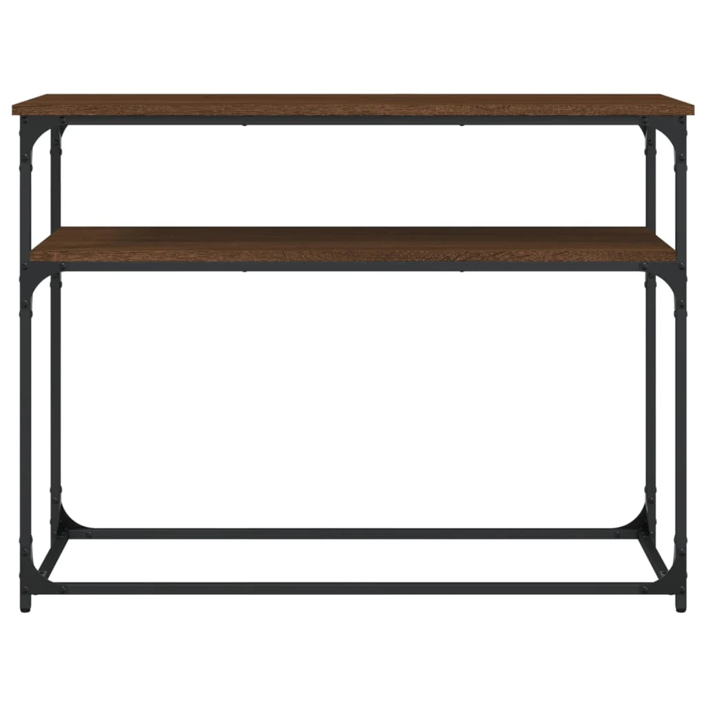 konsolbord 100x35,5x75 cm konstrueret træ brunt egetræ - Image 4