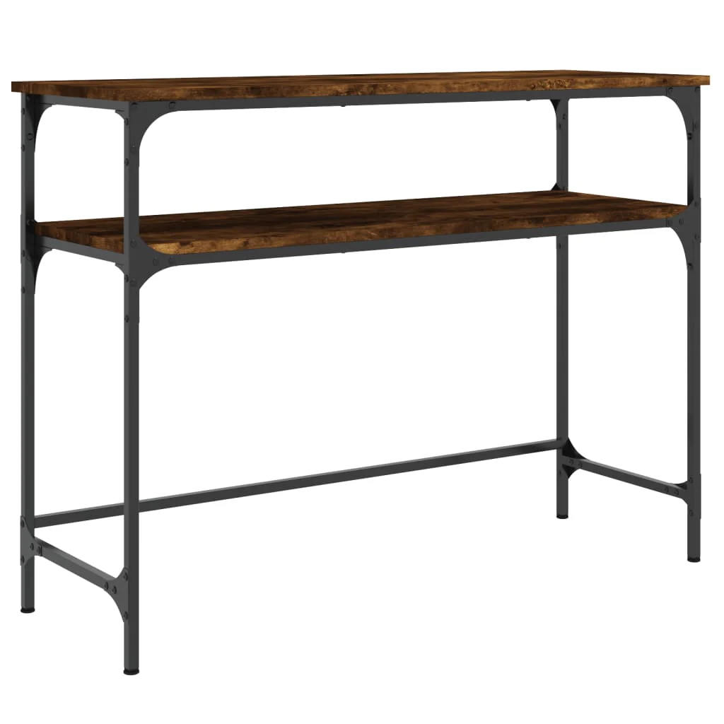 konsolbord 100x35,5x75 cm konstrueret træ røget egetræsfarve - Image 2