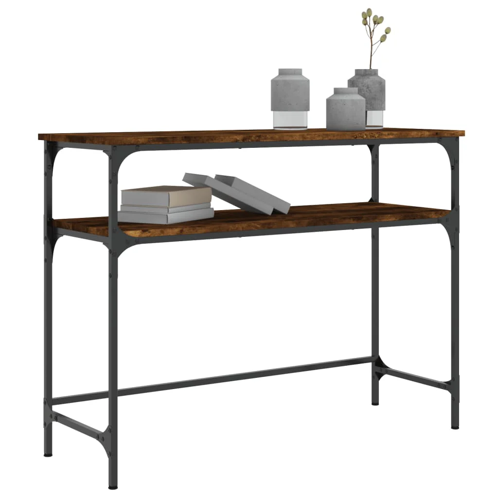 konsolbord 100x35,5x75 cm konstrueret træ røget egetræsfarve - Image 3