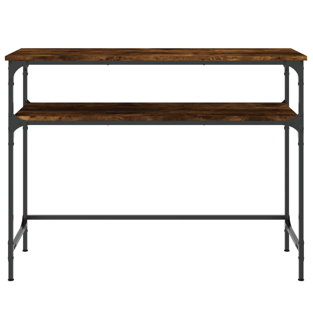 konsolbord 100x35,5x75 cm konstrueret træ røget egetræsfarve - Image 4