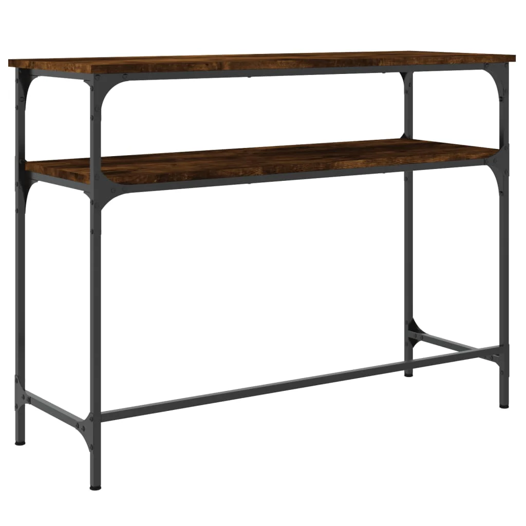 konsolbord 100x35,5x75 cm konstrueret træ røget egetræsfarve - Image 6