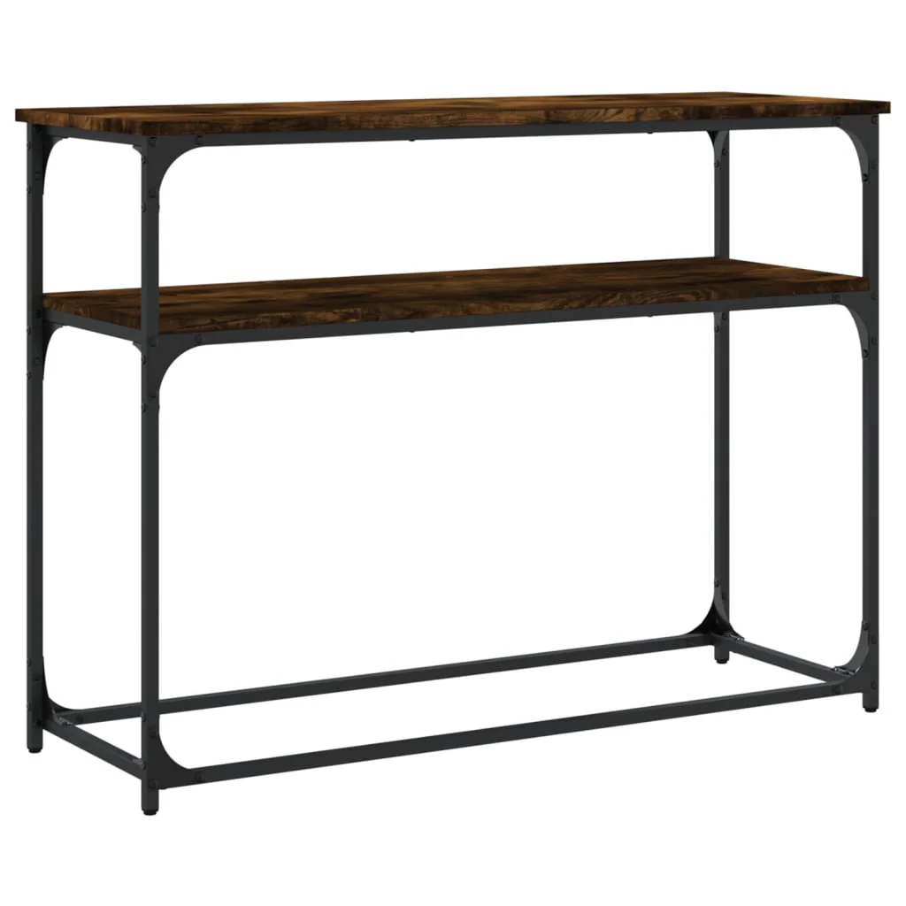 konsolbord 100x35,5x75 cm konstrueret træ røget egetræsfarve - Image 6