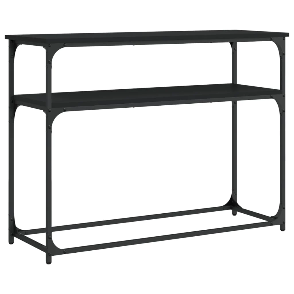 konsolbord 100x35,5x75 cm konstrueret træ sort - Image 2