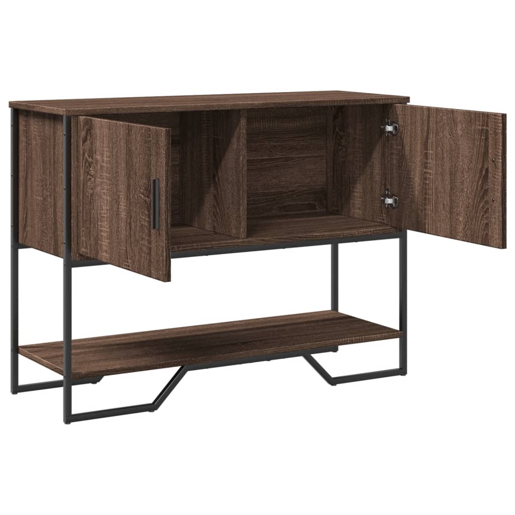 konsolbord 100x35x74,5 cm konstrueret træ brun egetræsfarve - Image 5