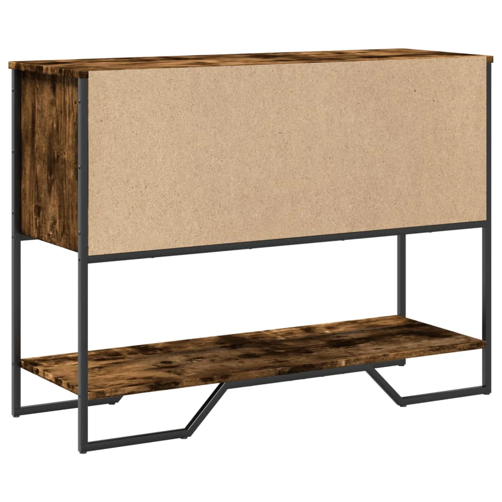 konsolbord 100x35x74,5 cm konstrueret træ røget egetræsfarve - Image 7