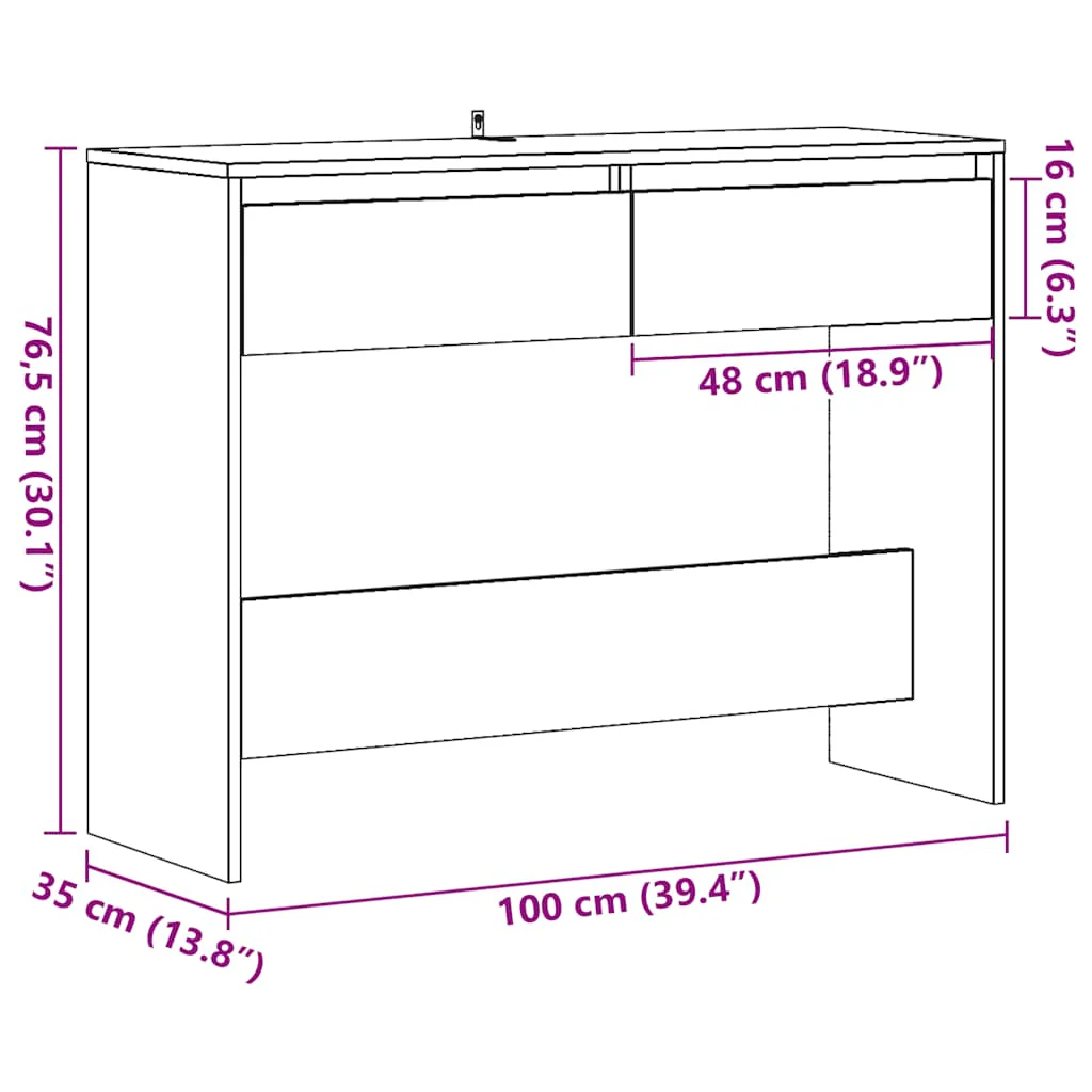 konsolbord 100x35x76,5 cm konstrueret træ antikt træ - Image 9