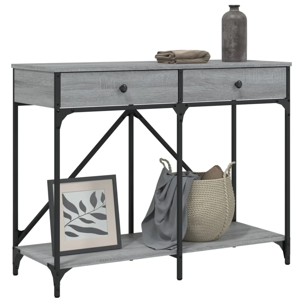 konsolbord 100x39x78,5 cm konstrueret træ grå sonoma-eg - Image 3