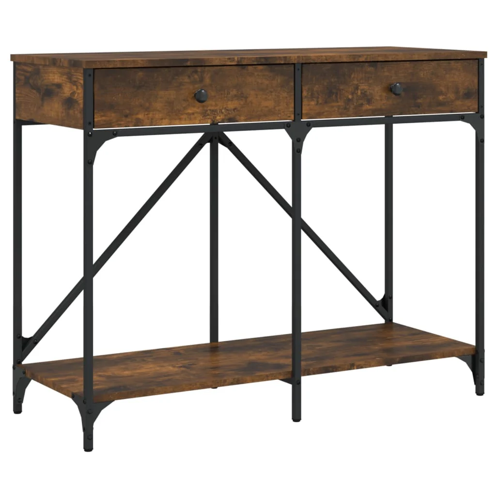 konsolbord 100x39x78,5 cm konstrueret træ røget egetræsfarve - Image 2