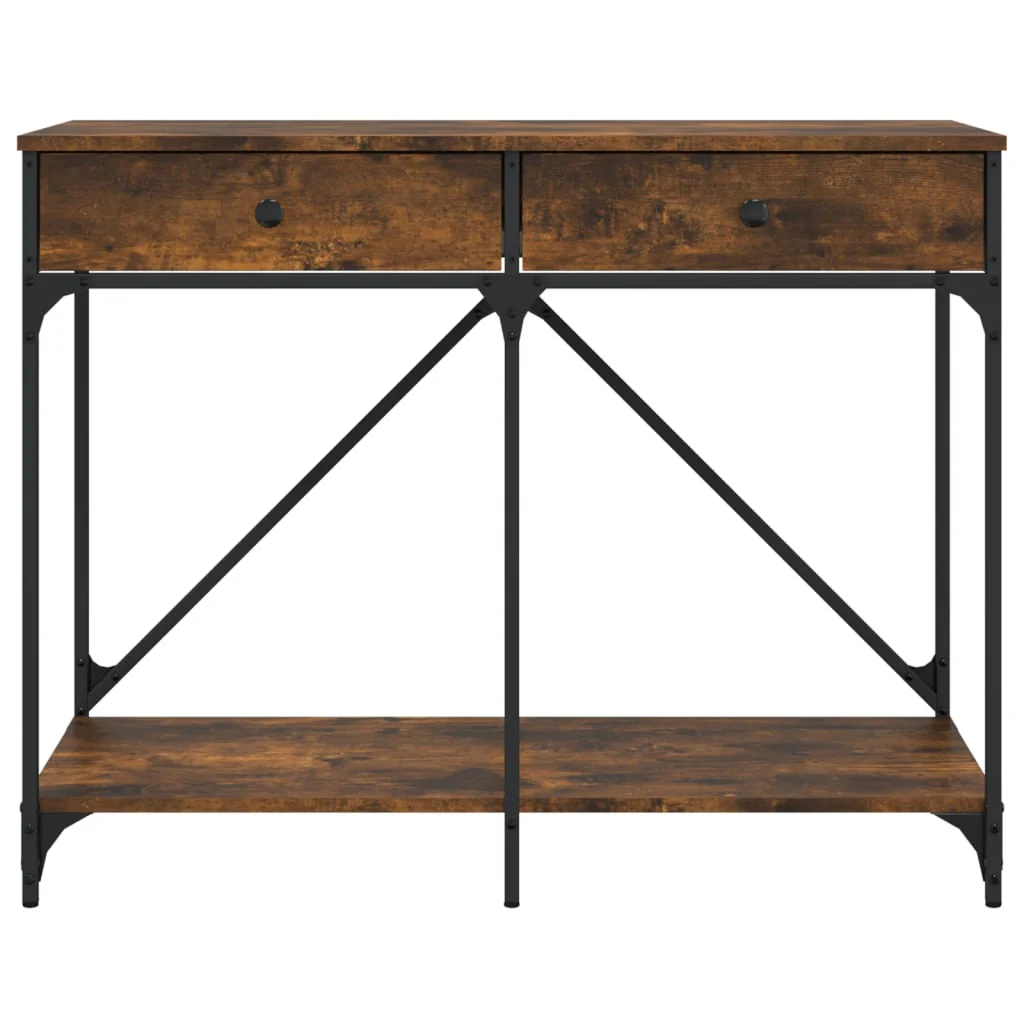 konsolbord 100x39x78,5 cm konstrueret træ røget egetræsfarve - Image 6