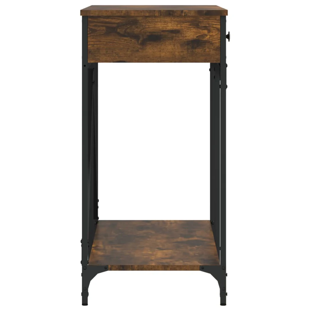 konsolbord 100x39x78,5 cm konstrueret træ røget egetræsfarve - Image 7