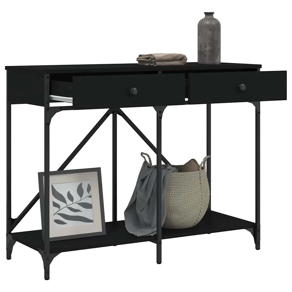 konsolbord 100x39x78,5 cm konstrueret træ sort - Image 4