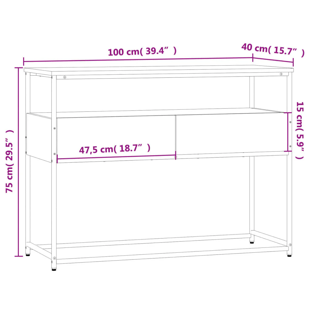 konsolbord 100x40x75 cm konstrueret træ grå sonoma-eg - Image 10