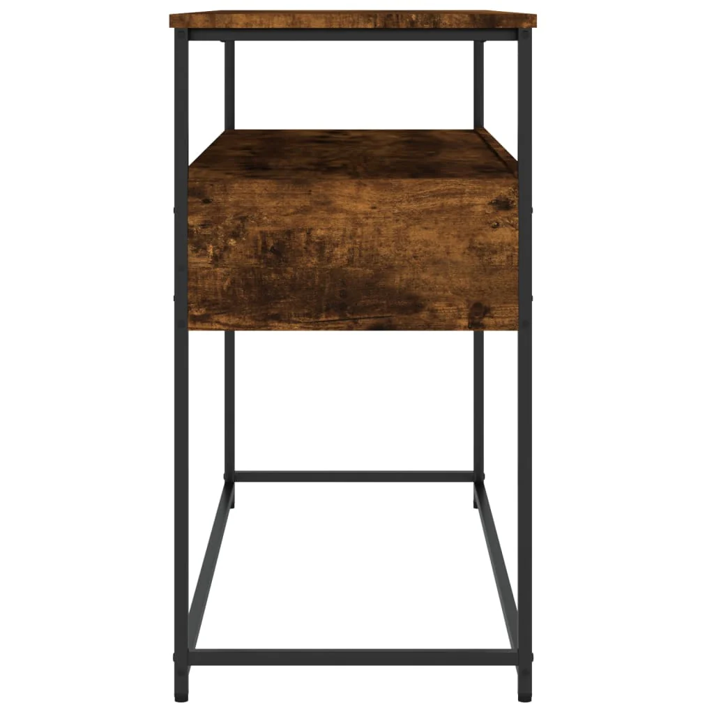 konsolbord 100x40x75 cm konstrueret træ røget egetræsfarve - Image 7