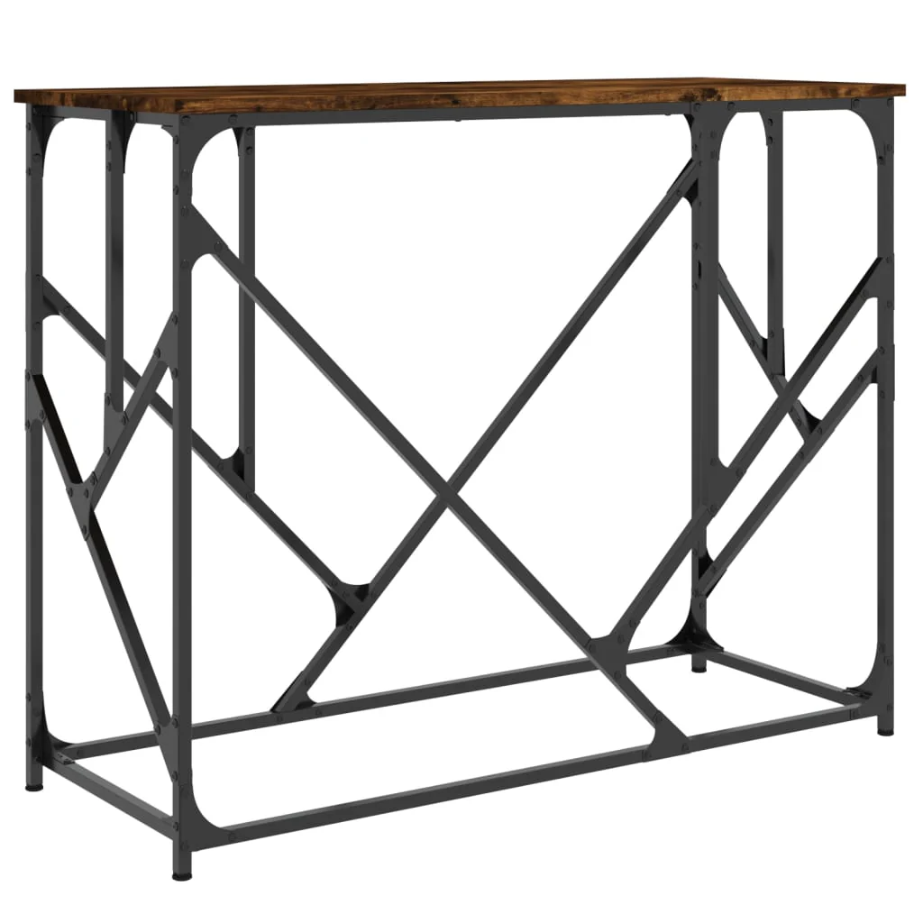 konsolbord 100x40x80 cm konstrueret træ røget egetræsfarve - Image 2