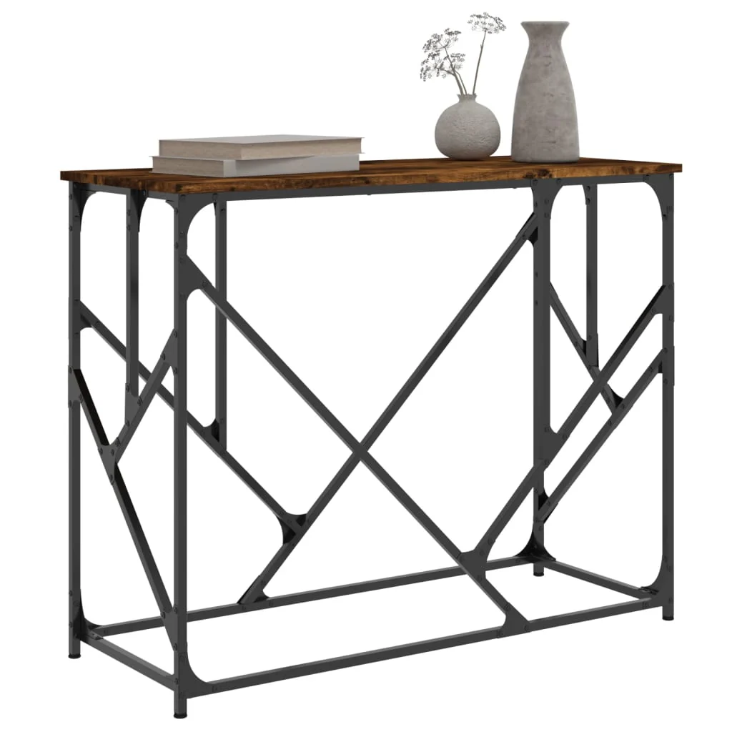 konsolbord 100x40x80 cm konstrueret træ røget egetræsfarve - Image 3
