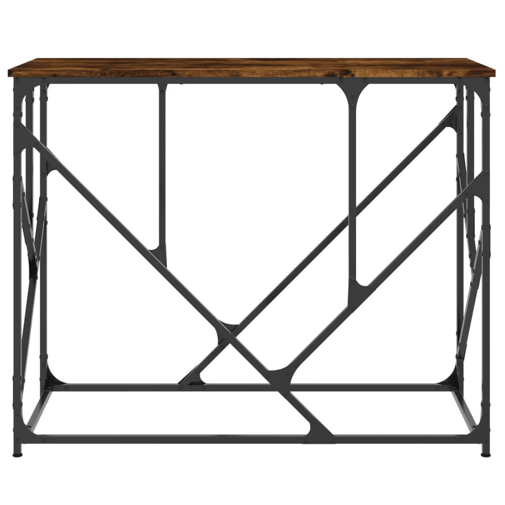 konsolbord 100x40x80 cm konstrueret træ røget egetræsfarve - Image 4