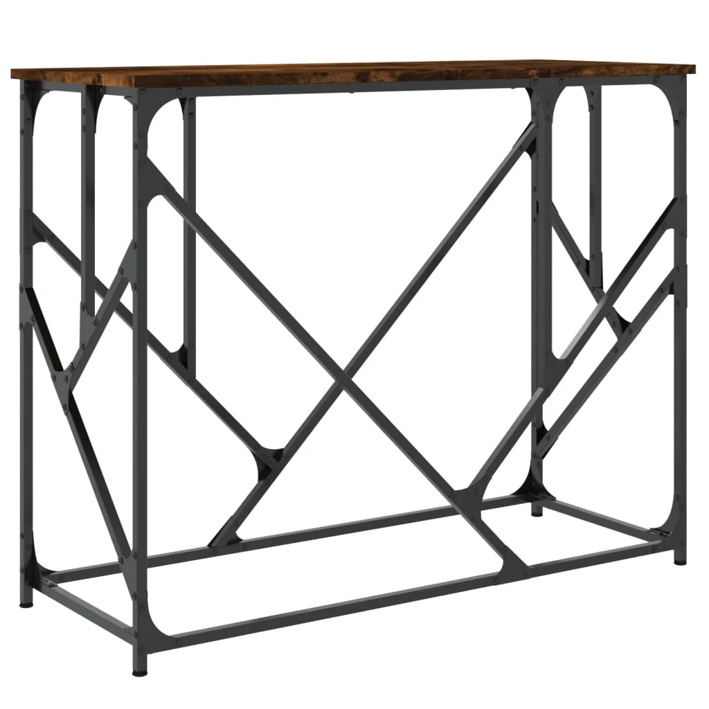 konsolbord 100x40x80 cm konstrueret træ røget egetræsfarve - Image 6