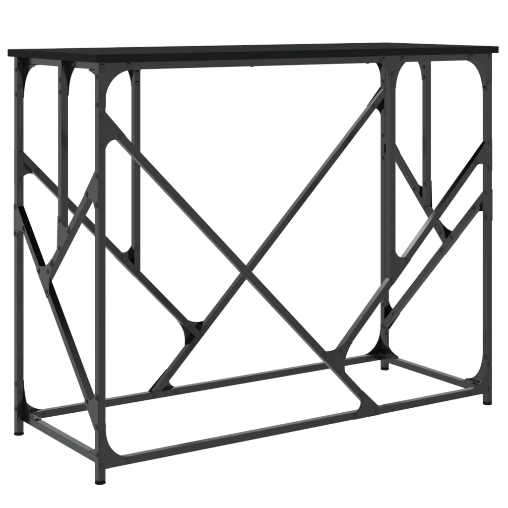 konsolbord 100x40x80 cm konstrueret træ sort - Image 6