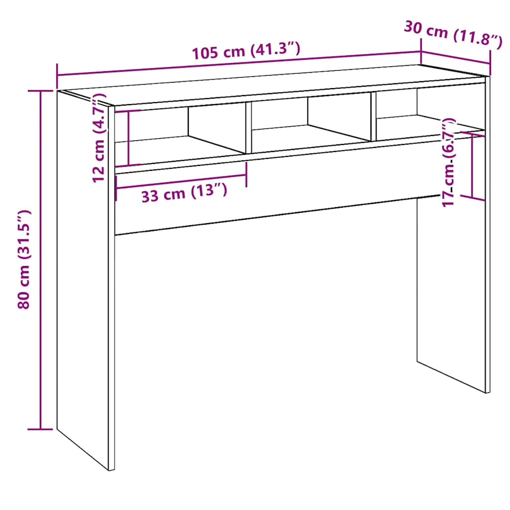 konsolbord 105x30x80 cm konstrueret træ kunsteg - Image 8