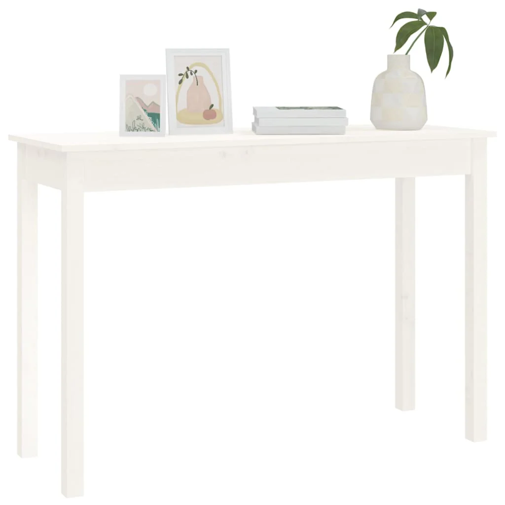 konsolbord 110x40x75 cm massivt fyrretræ hvid - Image 4