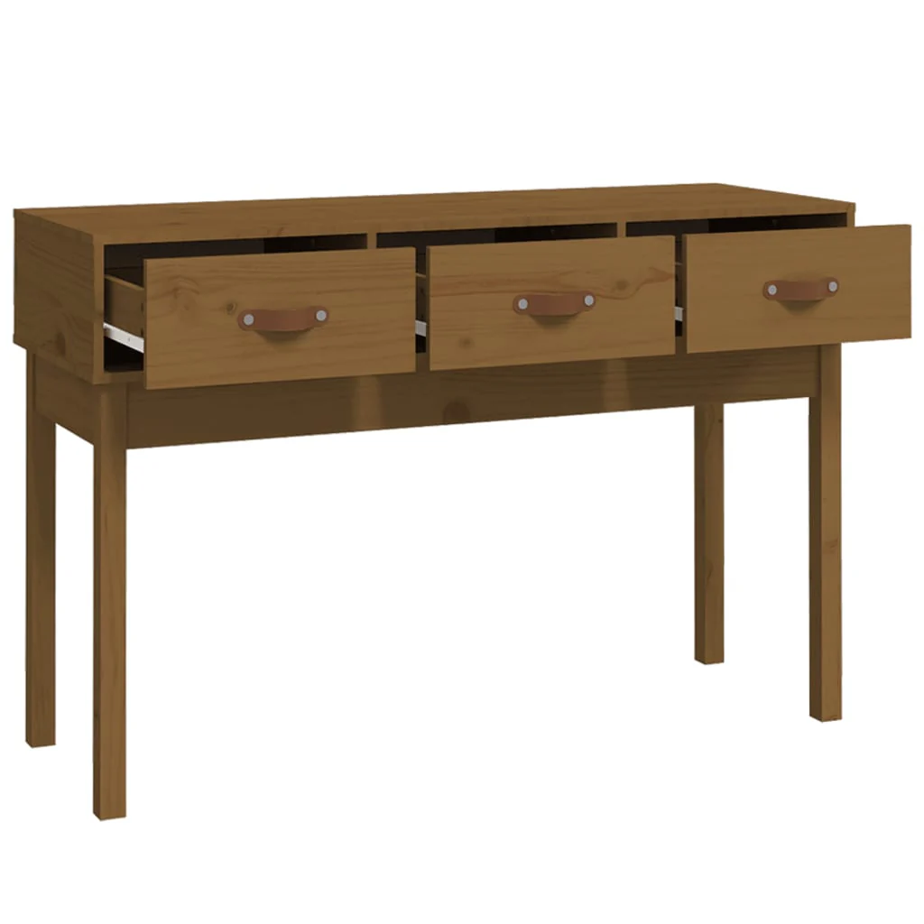 konsolbord 114x40x75 cm massivt fyrretræ gyldenbrun - Image 4